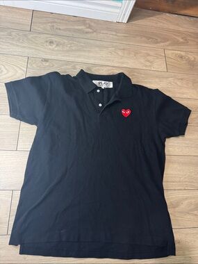 Comme des Garçons Black Polo with Red Heart Logo